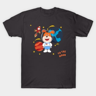 Space dog or astronaut in a space suit with cartoon style. T-Shirt